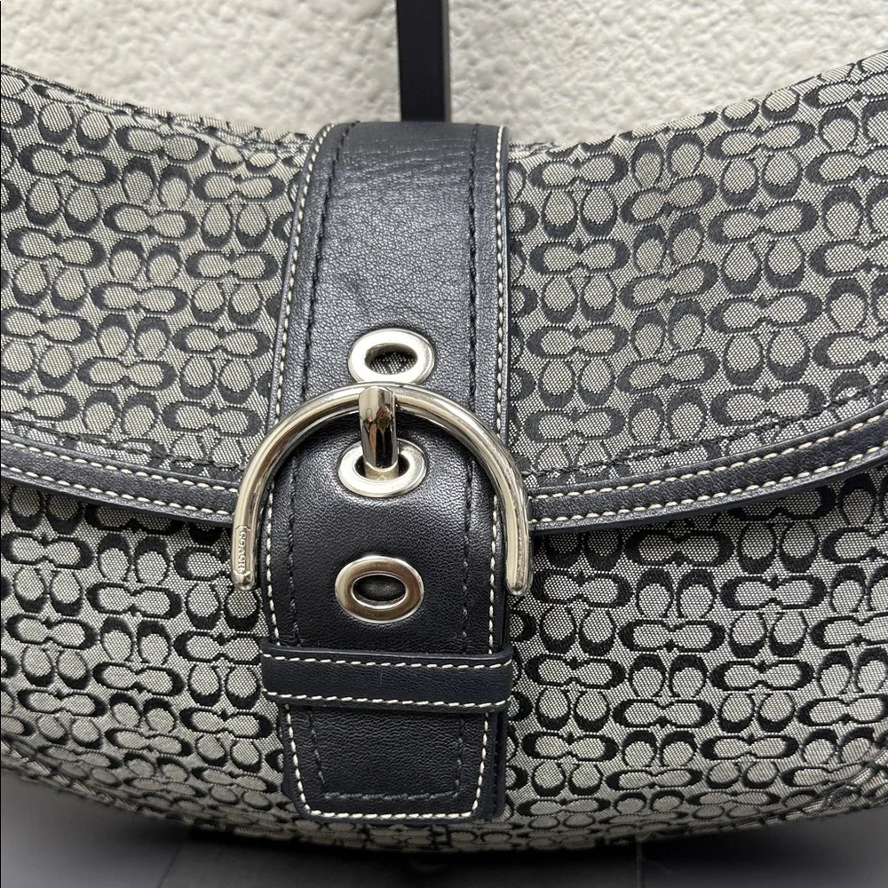 Coach SoHo Buckle Small C Monogram Black and Gray Shoulder/Hobo Bag- EUC